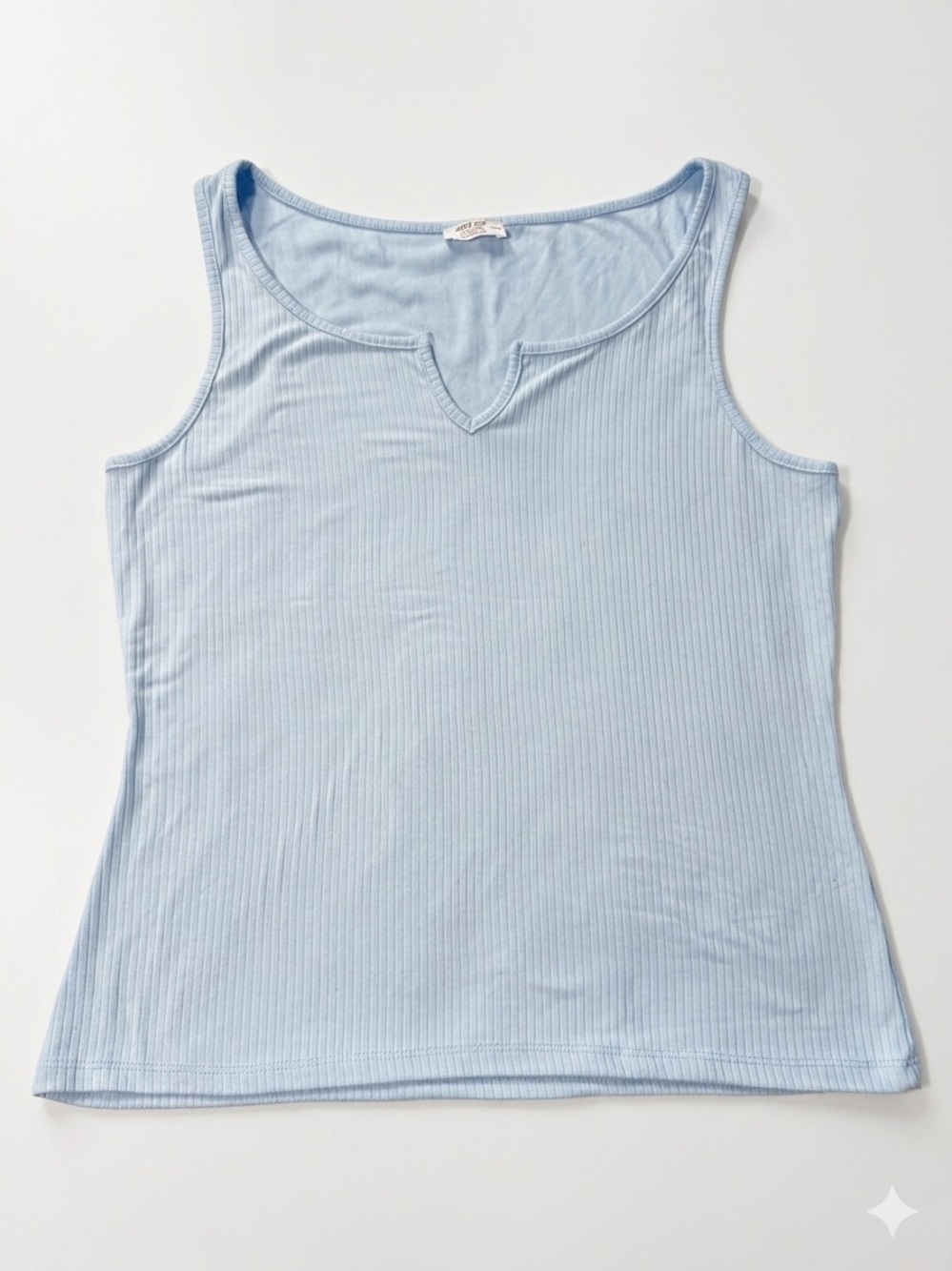 Ardene Light Blue Ribbed V-Notch Tank Top